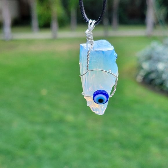 Opal Evil Eye Pendant - Picture 4 of 14